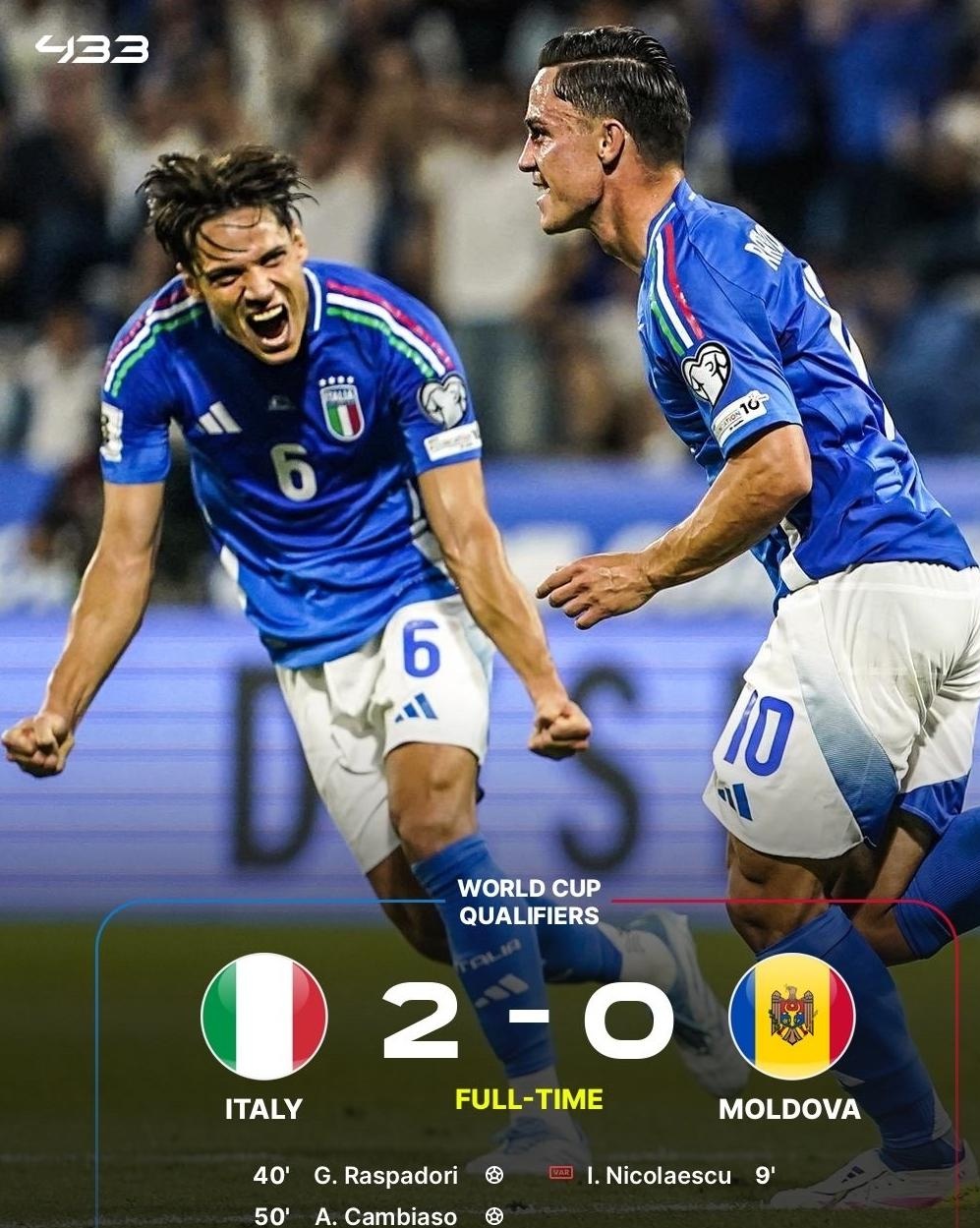 意大利球队表现骄人赢得阵阵喝彩